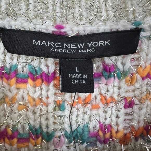 March New York Sweater Womens Large Multi Gold‎ Metallic Basketweave Knit Party - Picture 3 of 9